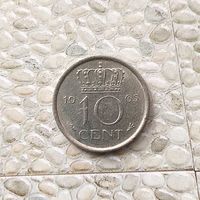 10 центов 1965 года Нидерланды. Королева Юлиана.