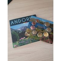 Андорра 2021 год. 1, 2, 5, 10, 20, 50 евроцентов, 1, 2 евро. Официальный набор монет в буклете.