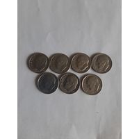 Сборный лот монет номиналом 10 центов.
