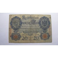 Германия 20 марок 1906 г. Ro 24 а ( 6 цифр в номере )