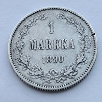 1 марка 1890 года. Серебро 868. Монета не чищена. 58