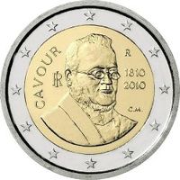 2 евро 2010 Италия 200 лет со дня рождения Камилло Кавура UNC