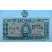 Werty71 Уругвай 0,5 Песо 50 сентесимо 1939 aUNC банкнота чентезимо