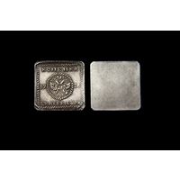 1 копейка Квадратная плата 1726 года, тип 2, дата в центре( Екатерина I) серебро, копия