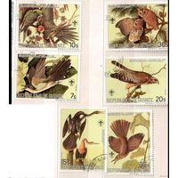 Птицы. Серия 6 марок, 1985г., гаш. Гвинея.