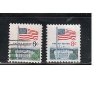 США-1971, (Мих.1033  х+у) , гаш. , Стандарт, Флаг (одиночка), 2 типа бумаги