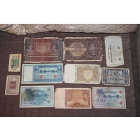 Банкноты Польши и Германии, 11 штук, разные года, разное состояние.