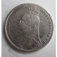 Великобритания 1 шиллинг 1891  серебро  .24-86