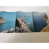 3 чистых почтовых маркированных открытки с видами Крыма 1972 и 1974гг.