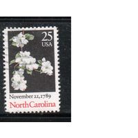США-1989, (Мих.2047),  гаш., Штат Северная Каролина, Цветы (одиночка)