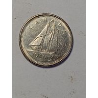 Канада 10 центов 1991 года