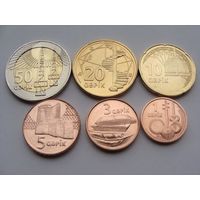 Азербайджан. набор 6 монет 1,3,5,10,20,50 гяпик 2006 год