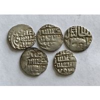 Монеты ЗОЛОТОЙ ОРДЫ Хан Джанибек 1342-1357 год (Данг,Дирхем) ОТЛИЧНЫЕ 5 шт