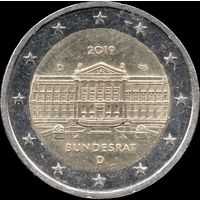 Германия 2 евро 2019 г. (D) "70 лет Бундесрату" UC#100 (6-37)