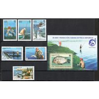 Рыбалка Куба 2009 год серия из 6 марок и 1 блока