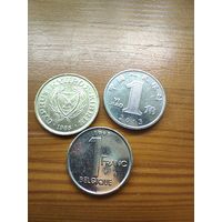 Кипр 2 цента 1988, Бельгия 1 франк 1995, Китай 1 2013  -76