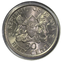 Кения 50 центов, 1974 [AUNC] (холдер)