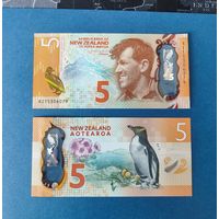 Новая Зеландия, 5 долларов 2015 г., P-191 (полимер), UNC