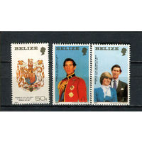 Белиз - 1981 - Свадьба принца Чарльза и Дианы Спенсер (перф. 13 1/4:14, 22x37) - [Mi. 554a-556a] - полная серия - 3 марки. MNH.  (LOT EJ41)-T10P54