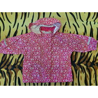 Куртка-ветровка розовая в цветочки, р.74-80 (7мес-1,5года), новая с капюшоном