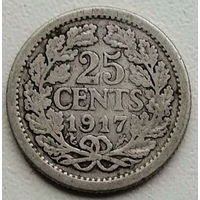 Нидерланды 25 цент 1917