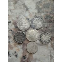 Лот монет серебро РИ Советы Польша в отличном состоянии не с рубля
