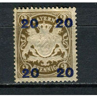 Бавария в составе Веймарской республики - 1920 - Надпечатка нового номинала 20Pf на 3Pf - [Mi.177i] - 1 марка. Чистая без клея.  (Лот 118BZ)