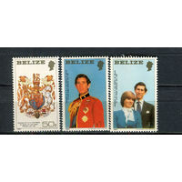 Белиз - 1981 - Свадьба принца Чарльза и Дианы Спенсер (перф. 13 3/4, 25x42) - [Mi. 560-562] - полная серия - 3 марки. MNH.  (LOT EJ42)-T10P54