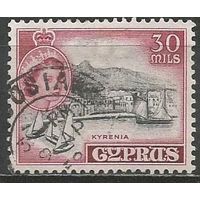 Кипр. Королева Елизавета II. Гавань Кирении. 1955г. Mi#171.