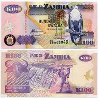 Замбия. 100 квача (образца 2008 года, P38g, UNC)
