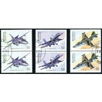Самолёты ОКБ П.О. Сухого Беларусь 2000 год (365-367) серия из 3-х марок в сцепках по 2