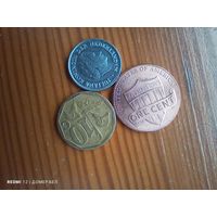 ЮАР 10 центов 2007, Нидерланды 10 центов 1974, Сша 1 цент 2015 Д -57