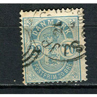 Дания - 1884/1902 - Герб 20 O - [Mi.36 Y A] - 1 марка. Гашеная.  (Лот 30CW)