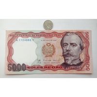 Werty71 Перу 5000 солей 1985 UNC банкнота