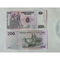 Конго ДР, бона 200 франков, период выпуска 2007-2022