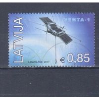 [484] Латвия 2017. Космос.Первый латвийский спутник. Одиночный выпуск.Гашеная марка.