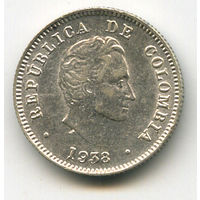 Колумбия 10 сентаво 1938 серебро