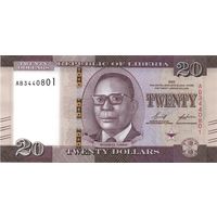 Либерия 20 долларов образца 2022 года UNC pw39