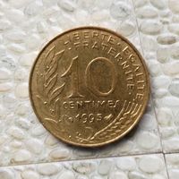 10 сантимов 1995 года Франция. Пятая Республика. Очень красивая монета! Родная патина!