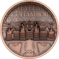 Острова Кука 1 доллар 2024г. "Замок Шамбор". Монета в капсуле; сертификат. МЕДЬ 50гр.