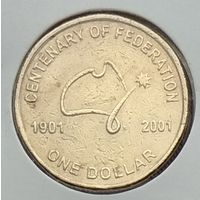 Австралия 1 доллар 2001 г. Столетие Федерации. В холдере