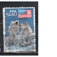 США-1989, (Мих.2046),  гаш.,  Космос, Астронавты, Флаг (одиночка)(2)