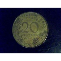 Монеты.Европа.Франция. 20 Сантимов 1964