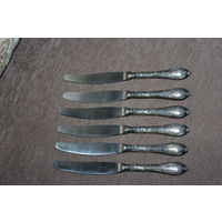 Мельхиоровые ножи, времён СССР, 6 штук, длина 22 см.