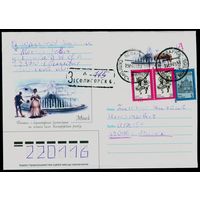 Беларусь 2003 год Художественный маркированный конверт ХМК с оригинальной маркой Минск. Фонтан на площади у Комаровского рынка
