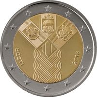 Эстония 2 евро 2018 100 лет государствам Балтики