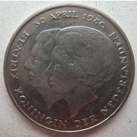 Нидерланды 1 гульден 1980 г. Коронация королевы Беатрис