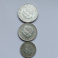 Набор 1+2+5 крон. Швеция. Серебро 400. Монеты в блеске, не чищены.