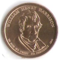 1 доллар США 2009 год 9-й Президент Ульям Генри Гаринсон _состояние аUNC