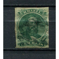 Бразилия - 1876/1877 - Император Бразилии Педру II - 100R - [Mi.34] - 1 марка. Гашеная.  (Лот 5DR)